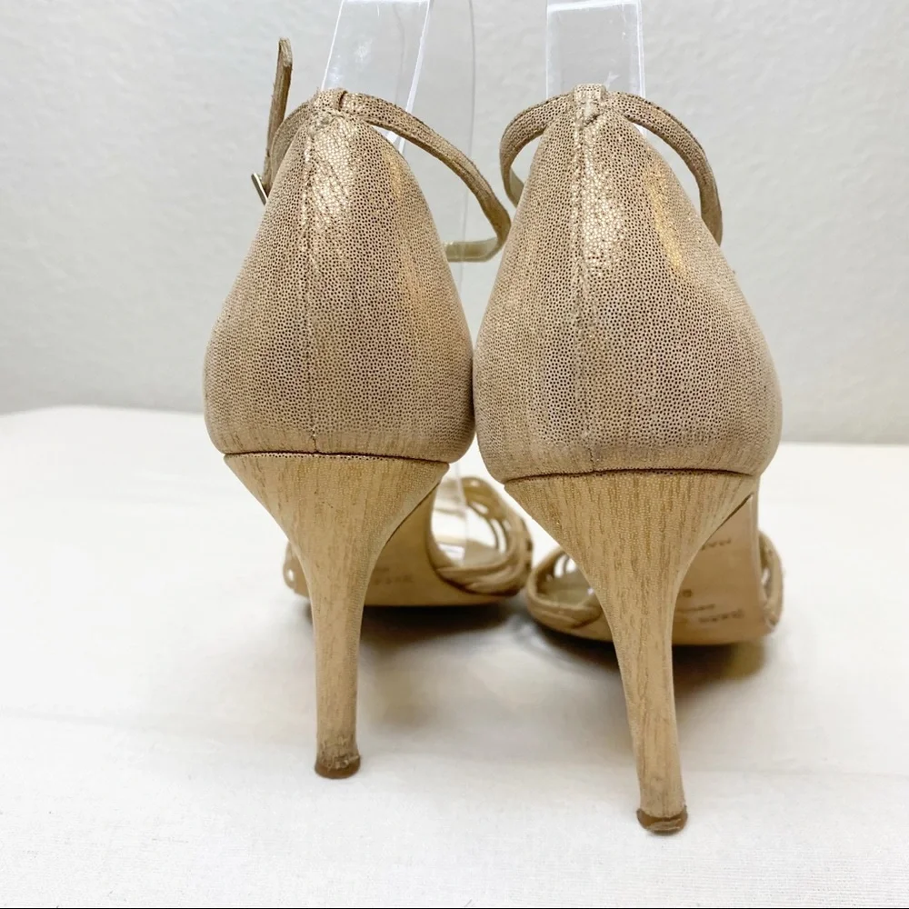 KATE SPADE Grammercy Metallic Nappa Leather Ankle Strap Sandals Heels Size 9.5_9